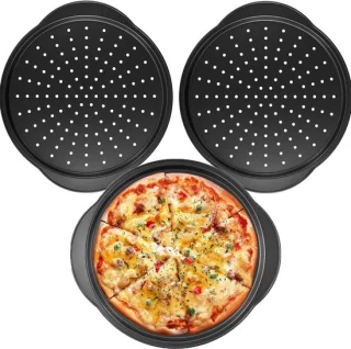 Pizzablik set pizza bakplaat 30 cm zwart