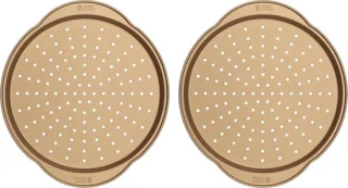 Pizzablikken set ronde bakvormen 37 cm goud