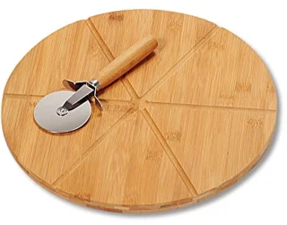 Pizzabord en Pizzasnijder Set - Bamboe Ø32 cm