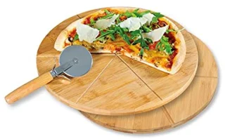 Pizzabord en Pizzasnijder Set - Bamboe Ø32 cm