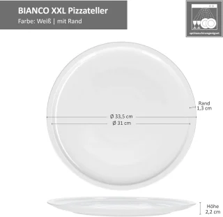 Pizzabord XXL 33,5 cm Porselein Set