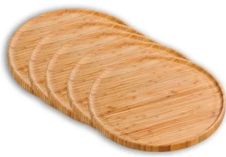 Pizzaborden serveerset bamboe 5-delige set Ø 32 cm natuurlijk