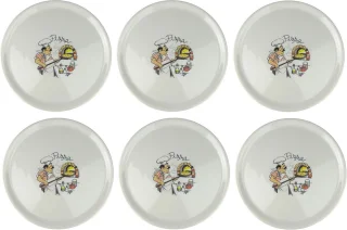 Pizzaborden set - 6 stuks 31 cm - wit met decoratie