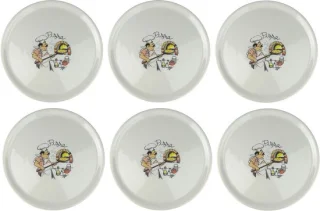 Pizzaborden set - 6 stuks 31 cm - wit met decoratie