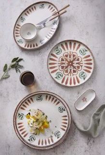 Pizzaborden set - porselein - 31 cm - veelkleurig