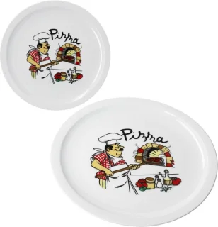 Pizzaborden set van porselein, 2 stuks 30,5 cm wit