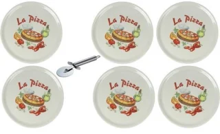 Pizzaborden set wit met decor Ø31cm 6 stuks