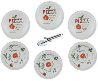 Pizzaborden XXL set 6-delig Ø30 cm + pizzasnijder
