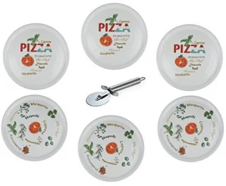 Pizzaborden XXL set 6-delig Ø30 cm + pizzasnijder