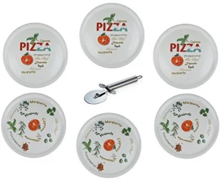 Pizzaborden xxl set van 6 met pizzasnijder - ø 30 cm