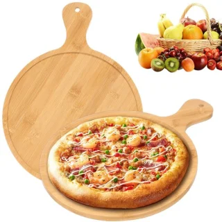 Pizzabordenset van bamboe, 2 stuks, 28 en 18 cm