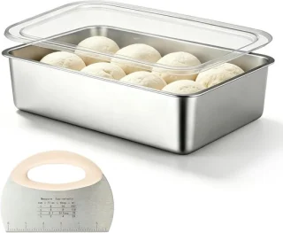 Pizzabox met deksel 36 × 27 × 10 cm en roestvrijstalen schraper