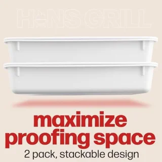 Pizzadeegproefdoos set van 2 stapelbare trays met deksels