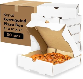 Pizzadozen 8 inch (20 cm) - 50 stuks - wit, gegolfd