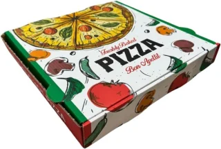 Pizzadozen met deksel karton 26x26x4 cm wit