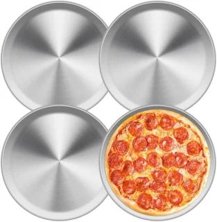 Pizzaform, set van 4 roestvrij staal, 23 cm (zilver)