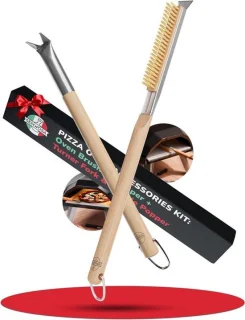 Pizzaoven accessoires set - ovenborstel, pizzasteen, schraper en turner