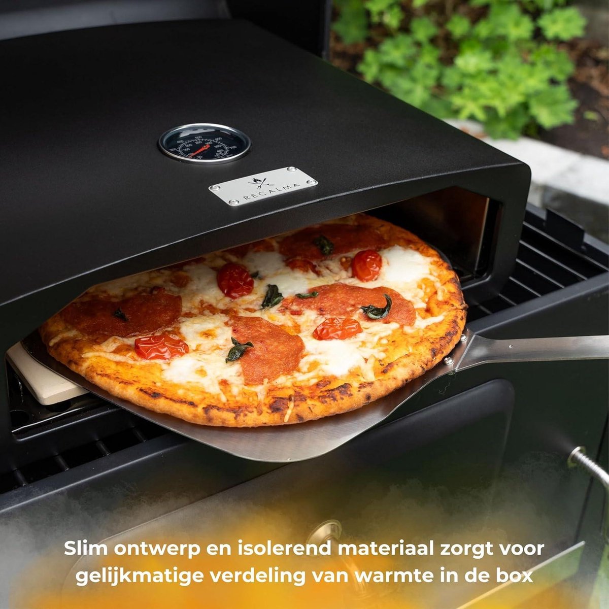 Pizzaoven BBQ Grilloven RVS met Pizzasteen en Schep Zwart