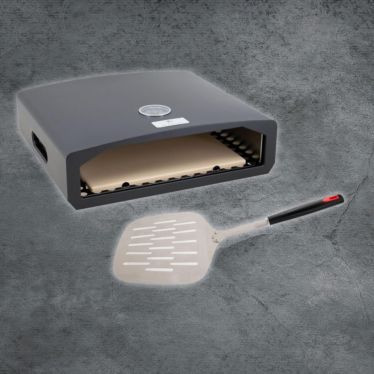 Pizzaoven BBQ Grilloven RVS met Pizzasteen en Schep Zwart