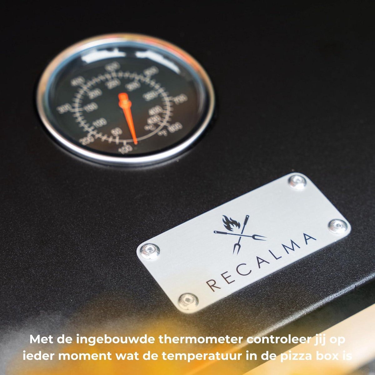Pizzaoven BBQ Grilloven RVS met Pizzasteen en Schep Zwart