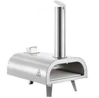 Pizzaoven draagbaar - 12 inch - roestvrij staal - houtgestookt - pizzasteen - voor tuin en kamperen