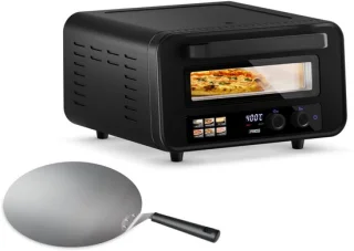 Pizzaoven - Elektrische pizzaoven met pizzasteen, zwart