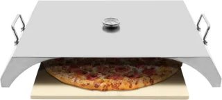 Pizzaoven opzetstuk met pizzacover, 55 x 382 x 9 cm, zilver