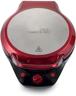 Pizzaoven rood – 1200 watt – kunststof – 30 cm – timer – elektrische grill