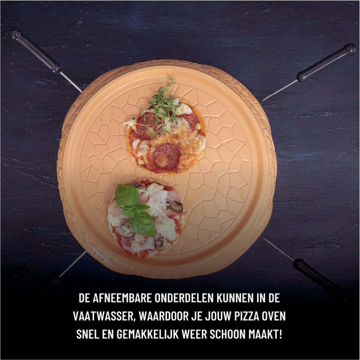 Pizzaoven Terracotta Koepel 800W voor 4 Personen