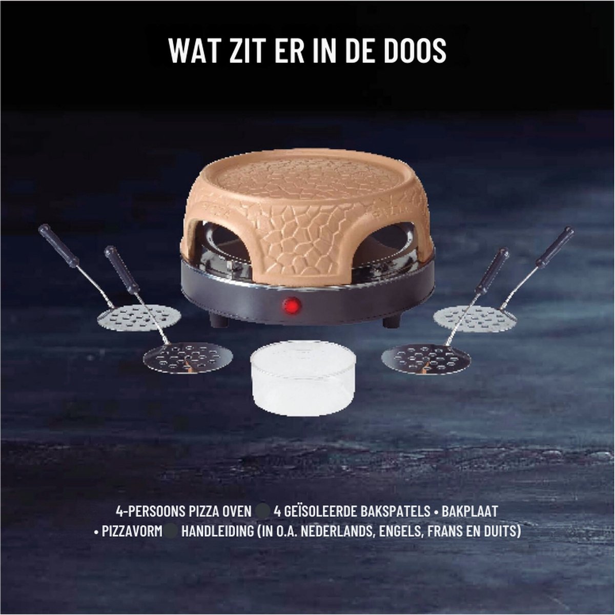 Pizzaoven Terracotta Koepel 800W voor 4 Personen