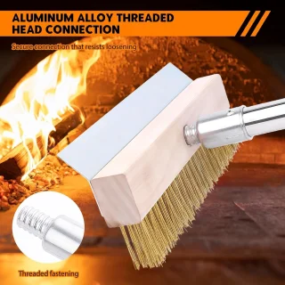 Pizzaovenborstel 63 in met aluminium handvat en messing borstel – m-winkel