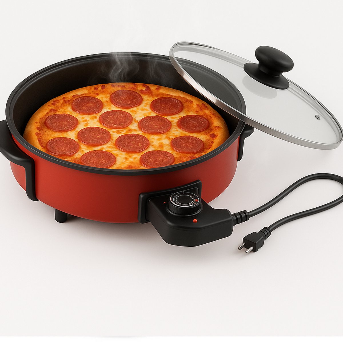 pizzapan 47 cm met glazen deksel en non-stick coating