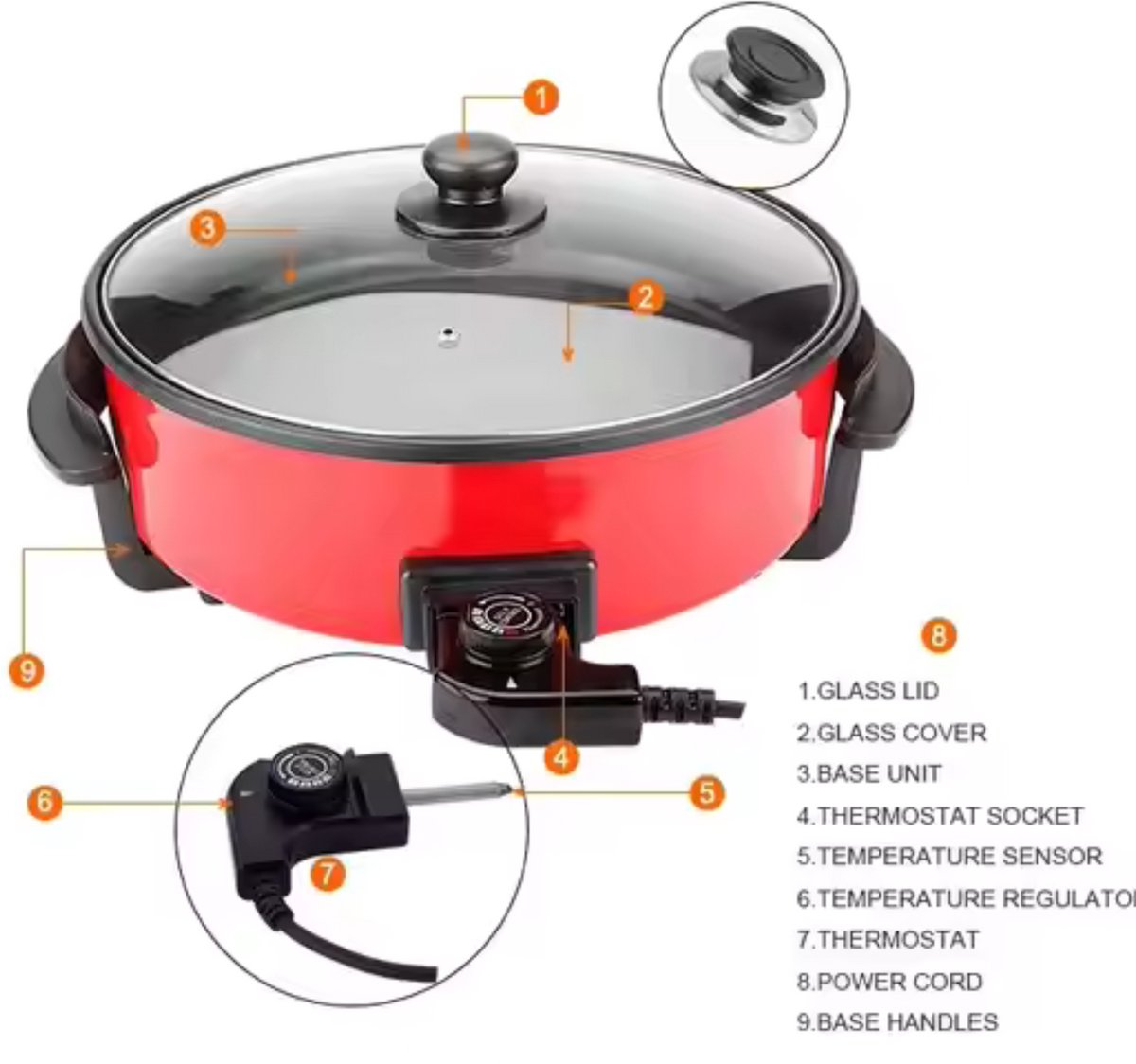 pizzapan 47 cm met glazen deksel en non-stick coating