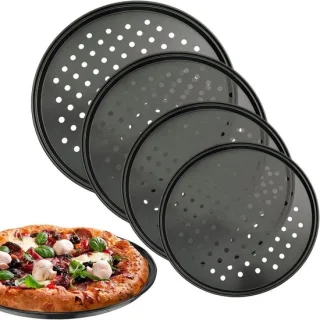 Pizzapan set - bakplaat oven - 4 stuks - zwart