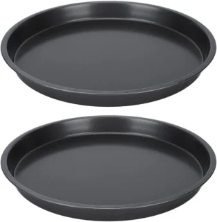 Pizzapan set diepe schotel 25 cm zwart