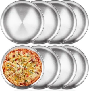 Pizzapannenset 8 stuks 20 cm zilver
