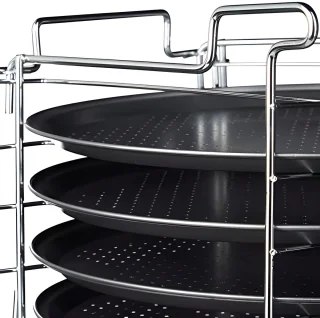 Pizzaplaat set 4 antraciet 20x32 cm met standaard