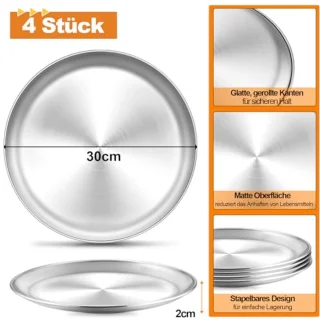 Pizzaplaatset 4x Ø30 cm RVS