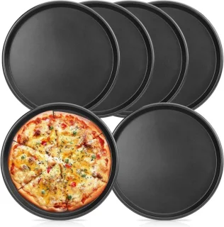 Pizzaplaten set - rond - 6x Ø29 cm - zwart