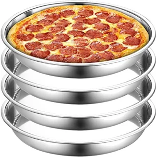 Pizzaplaten set rvs 4 stuks 33 cm zilver