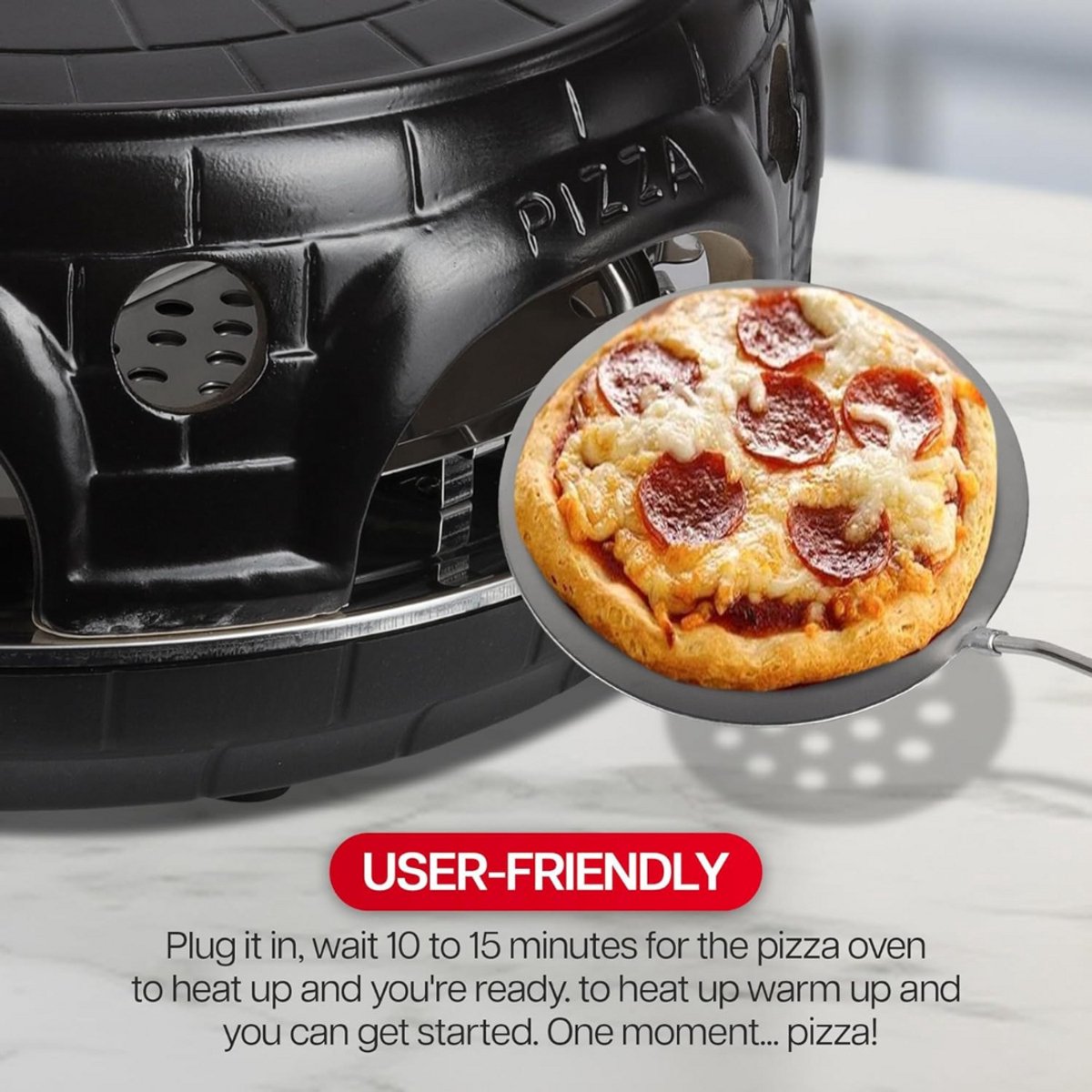 Pizzarette Pizzaoven met Pizzasteen 6 Personen
