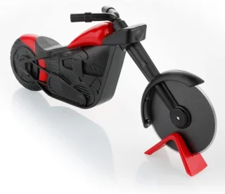 Pizzaschaar met motorfietsdesign, rood
