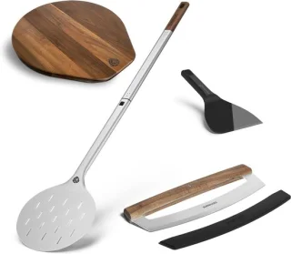 Pizzaset bakgerei 3-delig 49,5 cm natuurlijk hout