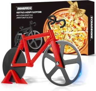 Pizzasnijder met dubbele snijdraad en stand, rood