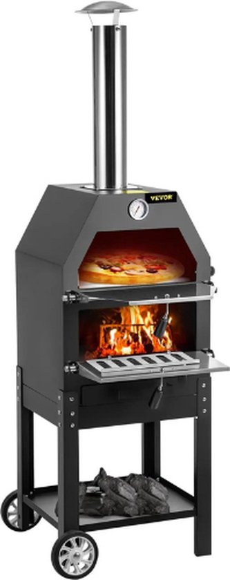 Pizzaven 2-Laags Houtgestookte Pizzaoven Buiten met Wielen en Handgreep review