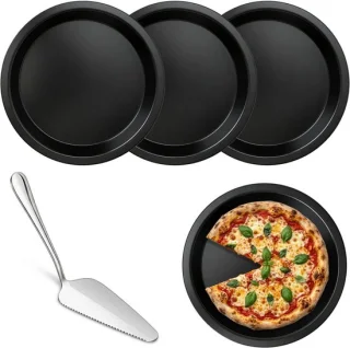 Pizzavormset 4-delig rond 16 cm - carbonstaal