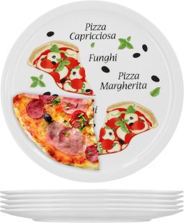 De Porseleinen XL pizzaborden Ø 30,5 cm - set van 6 in één oogopslag