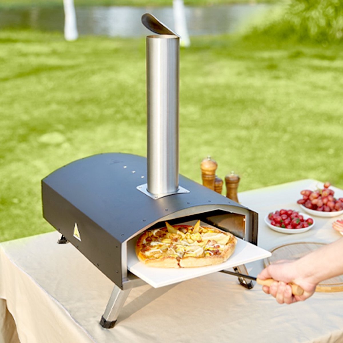 Premium RVS Outdoor Pizza Oven 304.8mm - Gas & Houtpellets