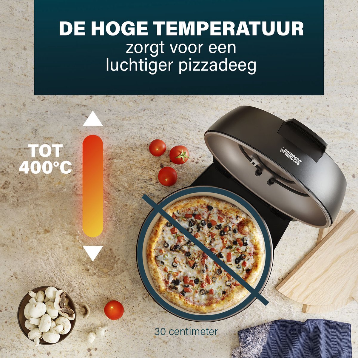 Princess 115005 Pizzamaker 30cm zwart