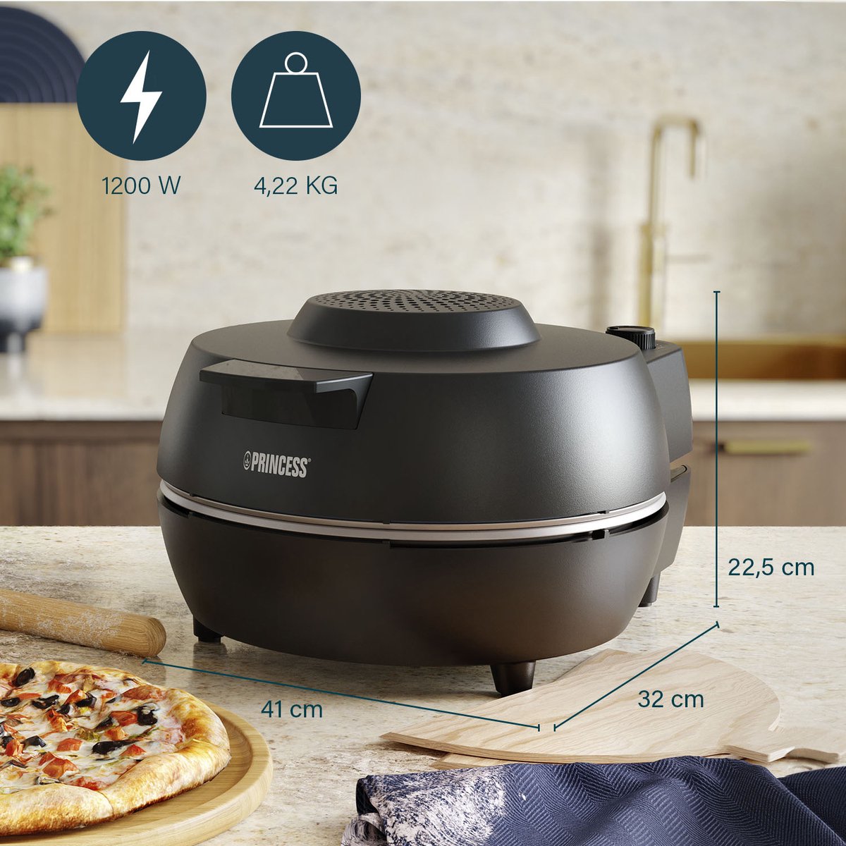 Princess 115005 Pizzamaker 30cm zwart